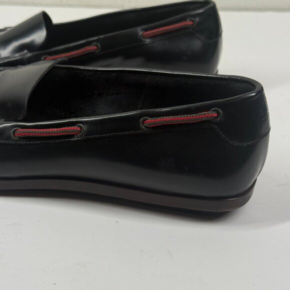 Vintage Gucci Loafers Web Detail Black Leather Slip-On Made in Italy Size 7 - Picture 7 of 15